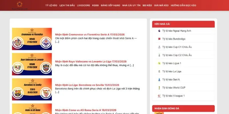 Kèo Nhà Cái có dữ liệu nhận định tỷ lệ kèo Cúp C1 chuyên sâu